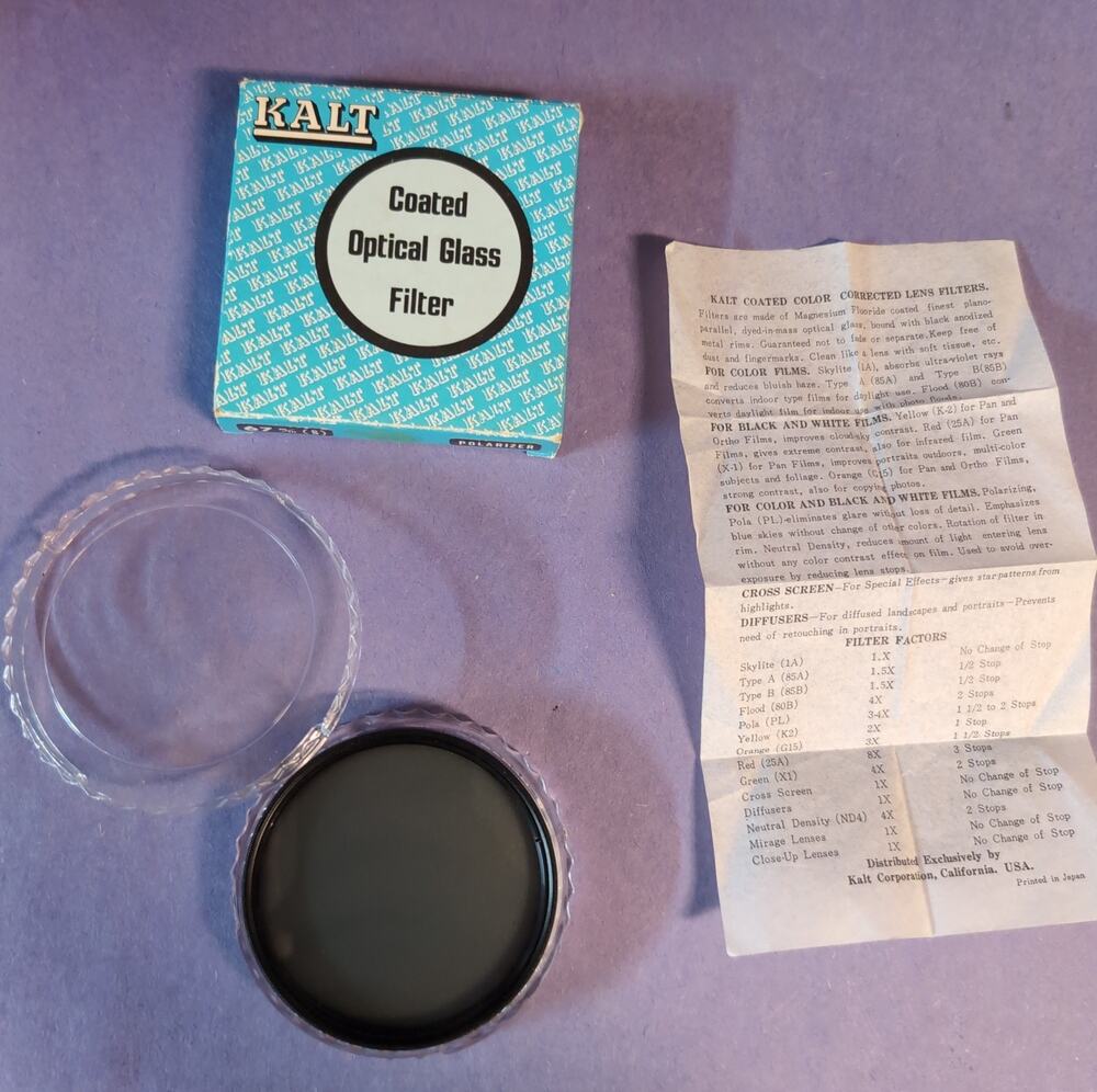 Kalt 67mm Circular Polarizer Filter, made in Japan with case, Manual, Box Vtg